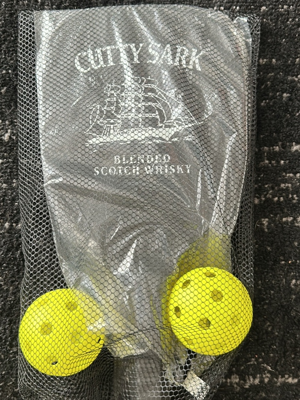 TWO CUTTY SARK Pickleball paddles, TWO pickleballs, ONE carrying case